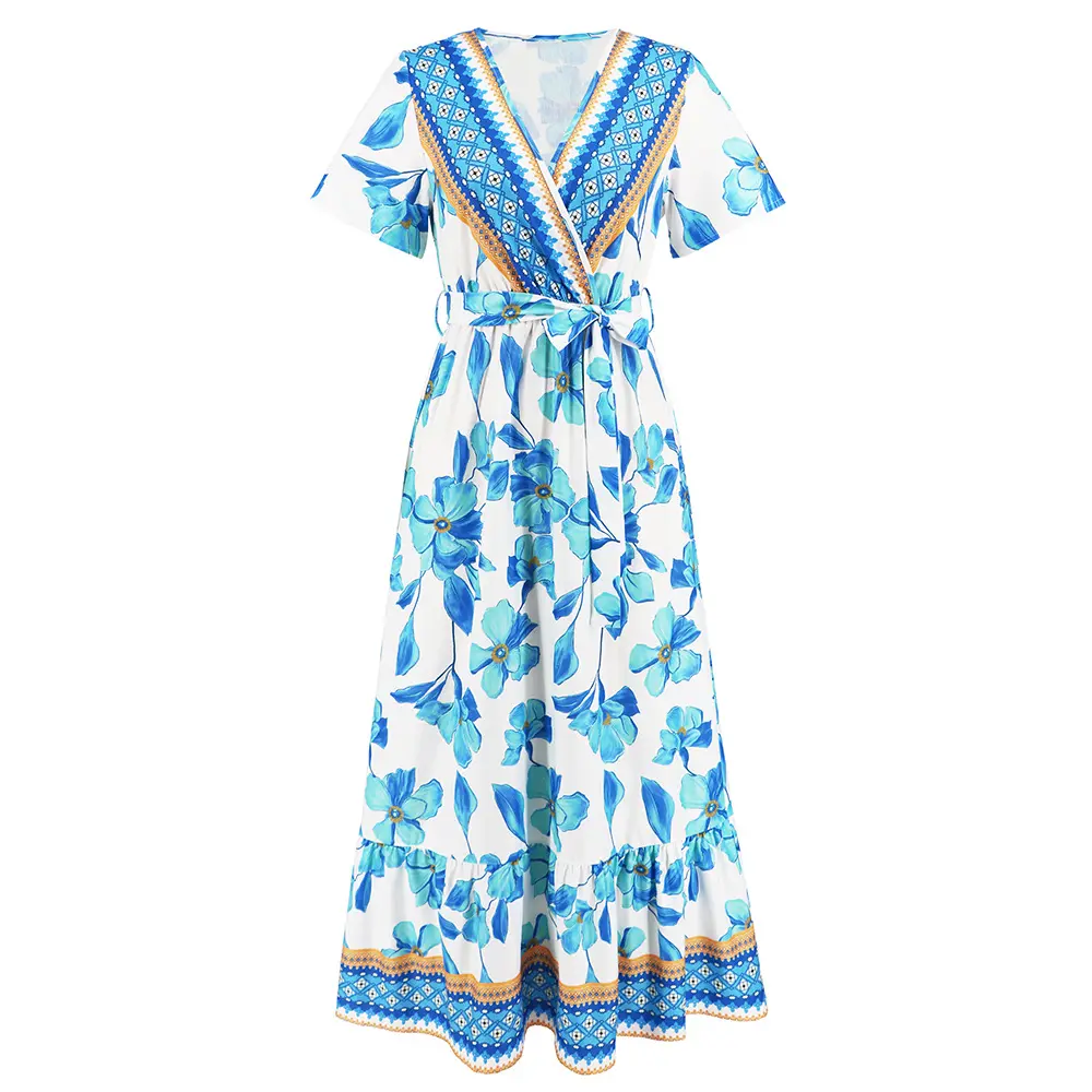 بريتي ستيبز 2024 فستان صيفي جديد بتصميم كلاسيكي رائع تنورة طويلة بطراز بوهيمي عطلة الشاطئ مقاس كبير