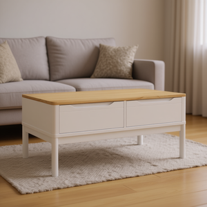 Mesa de centro de madera de pino macizo Floro, 39x21,9x17,7, muebles minimalistas modernos para sala de estar, color blanco - Product Image 2