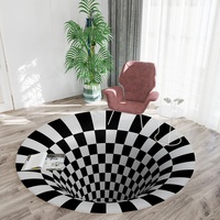 Tapis rond rectangulaire à illusion optique trou noir écologique, best-seller, Halloween, tapis de sol 3D pour salon, en vente