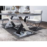 Meubles de salle à manger pour la maison, table rectangulaire, fabricant de meubles de restaurant, ensemble de salle à manger, marbre, acier inoxydable, haute qualité, luxe, moderne