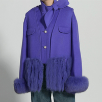 Jxwatcher Ensemble 2 pièces de luxe : Manteau et Gilet en Laine Double Face Haut de Gamme avec Manchettes en Véritable Fourrure de Renard – Fabricant Personnalisé de Manteaux d'Hiver en Véritable Laine