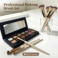 Ensemble de 8 pinceaux de maquillage professionnels pour le visage avec sac de rangement en cuir, poils synthétiques doux, logo personnalisé, kit de voyage