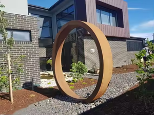 Pérgola de Acero Corten con Diseño de Puerta Lunar Metálica Decorativa Ecológica Clásica para Jardín Exterior, Gazebo, Pabellón de Madera Tratada a Presión - Product Image 3