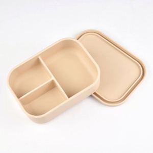 Boîte à bento haute capacité à 3 compartiments, étanche, sans BPA, en silicone de qualité alimentaire, pour conserver la fraîcheur, utilisable au micro-ondes et au lave-vaisselle - Product Image 1