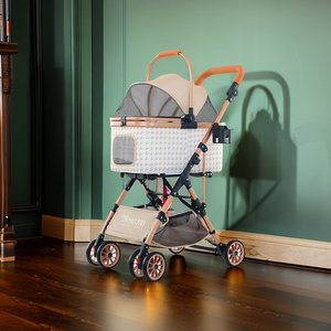 Trasportino per passeggino per animali domestici per <span class=keywords><strong>cani</strong></span> staccabile passeggino per <span class=keywords><strong>cani</strong></span> Pull carretto a doppio strato leggero a quattro ruote ammortizzatore popolare - Product Image 2