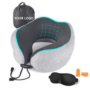 Travesseiro de viagem ergonômico personalizado em forma de U, travesseiro de espuma de memória, cabeça, pescoço, suporte macio para avião