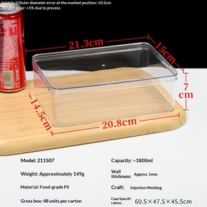 Caja de Regalo Rectangular Transparente de PS de Grado Alimenticio, Contenedor de Almacenamiento Transparente con Tapa y Esquinas Redondeadas, 1800 ml, Impresión Personalizada - Product Image 6