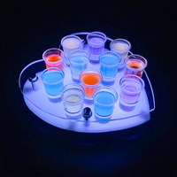 Plateau de verre à liqueur LED rechargeable, support de service en acrylique coloré, présentoir pour bar, seaux à glace, bacs à boissons