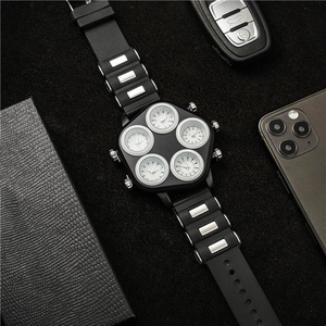 Reloj de cuarzo de diseño original para hombre con correa de caucho, cronógrafo multifunción de cinco esferas. - Product Image 5