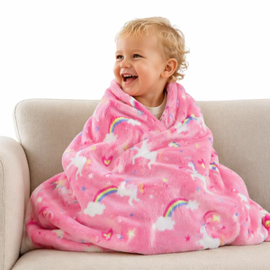 <span class=keywords><strong>Couverture</strong></span> polaire douce en flanelle licorne moderne pour bébés et enfants, rose mignon, pour canapé, <span class=keywords><strong>lit</strong></span>, hiver, 40x50 pouces - Product Image 1