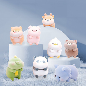 Fluffy Vinyl Lying Figurine Cute Pet Animal Display Decor <b>Gift</b> Resin Miniature - Product Image 4