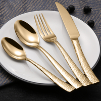 Ensemble de couverts de luxe Lehao en acier inoxydable doré épais, design royal brillant pour la maison, l'hôtel, les mariages - Coffret cadeau de couverts