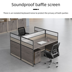 Pabrik grosir 2.4m 4 Orang kayu Modular meja kerja meja kantor furnitur Coworking kursi kantor dan Set meja - Product Image 2