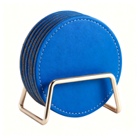 Sous-verres ronds en cuir PU écologique de 3 mm d'épaisseur avec logo personnalisé, design moderne, set de sous-plats et de tapis de table