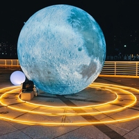 Ballon publicitaire géant gonflable pas cher en forme de planète avec lumière LED, en PVC Oxford, taille personnalisable – Modèle Lune