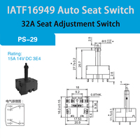 SUDA PS-29 IATF16949 Interruttore di Regolazione Sedile Auto in Plastica, Impermeabile IP65, 15A 1NO1NC, Pulsante con Terminale PCB