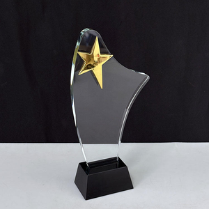 Trofeos de premio de placa de cristal en blanco con estrella dorada - Product Image 2