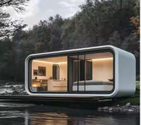 Capsule spatiale modulaire préfabriquée à une chambre avec salon, cuisine et salle de bain