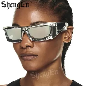 2401 Fashion Cheap Plastic Rectangle Frame Retro Y2K Quicksilver Sunglasses For Women 2024