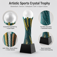 Trophée personnalisé en cristal sculpté, écologique, pour les compétitions sportives de football, de golf, de billard, de volley-ball, or, argent, bronze