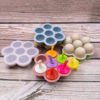 Moule de sorbetière en silicone à 7 cavités plateau de boule de glace en forme de rouleau coloré outil de barre de bonbons au chocolat avec emballage de boîte