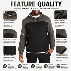 Sudadera con Capucha para Hombre 2026, 100% Algodón, Felpa, Corte Regular, con Bolsillo, Transpirable, Colores Personalizables, Ajustable - Product Image 5