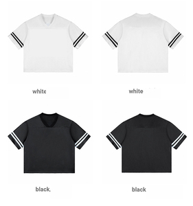 Maillot de football pour <span class=keywords><strong>homme</strong></span> à <span class=keywords><strong>col</strong></span> en <span class=keywords><strong>V</strong></span> en maille rayée avec logo personnalisé, 240 grammes - Product Image 3