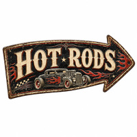 Plaque Métallique Gaufrée Vintage Hot Rods Arrow pour Décoration Murale de Garage et Atelier de Voitures Classiques, Personnalisée, Fabrication OEM Directe Usine