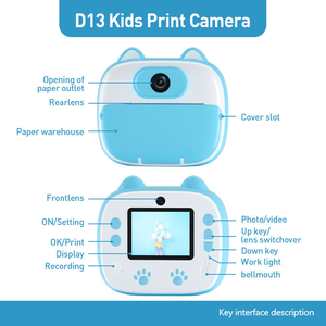 מצלמת ילדים מצלמה מיידית הדפסה מיידית לילדים 1080p hd 2.0 מסך מגע מיני מצלמה סלפי מיני עם ילדים צעצועים 2025 - Product Image 4