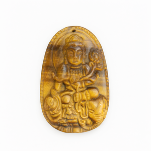 Colgante tallado de Padmapani Avalokiteshvara en ojo de tigre, un símbolo sagrado de compasión, protección y paz interior, peso 16 - Product Image 2