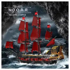 Mould King 13109 Ideas Caribbeans Barco Pirata Queen Anne's Revenge Barco Pirata ladrillos juguetes juego de bloques de construcción para niños regalos - Product Image 4