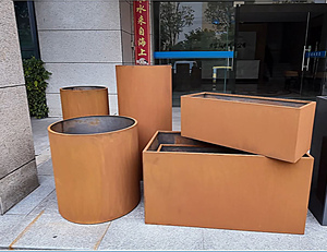 Gran hecho a medida Corten acero redondo jardín ornamento Corten acero redondo maceta árbol grande maceta personalizada - Product Image 2