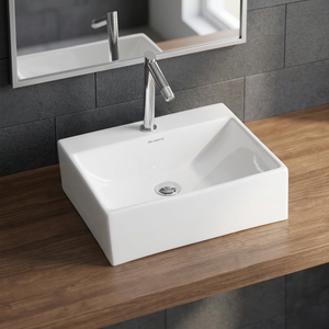 Lavabo de salle de bain moderne en céramique ivoire, petit, carré ou rectangulaire, à poser, en porcelaine, pour hôpital - Product Image 6
