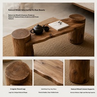 Table d'appoint en bois massif Wabi Sabi, table à thé minimaliste en bois, table d'appoint de canapé pour le rangement et la préparation du thé dans le salon