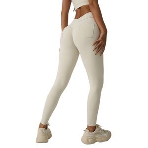 Leggings sportivi da donna sexy con tasche, vita a V, cuciture a effetto push-up, modellanti per glutei, ideali per yoga, corsa, palestra e fitness - Product Image 6