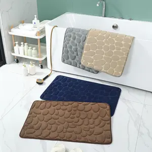Tappetino grigio da doccia con spessore morbido in pietra in rilievo flanella in rilievo wc Super acqua assorbente tappetino antiscivolo per bagno