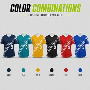 Maillot de baseball personnalisé en gros, impression à effet pinceau, séchage rapide, respirant, boutonné, en polyester, uniforme d'équipe par sublimation - Product Image 6