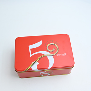 Food Grade Eco-Friendly Recyclable Rectangular Christmas Tinplate <b>Box</b> Custom Logo Printed <b>Metal</b> Hook for Holiday Candy Sweets - Product Image 1