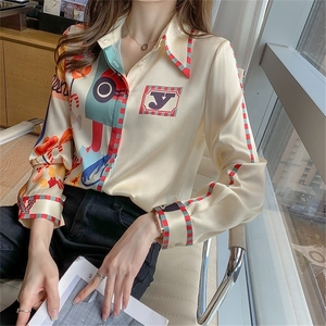 2025 Oem nuove camicie stampate alla moda camicette da donna estate primavera Casual a maniche lunghe larghe top Blusas Mujer - Product Image 4