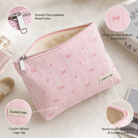 Pochette de toilette personnalisée avec broderie en forme de cœur, grande capacité, fermeture éclair, organiseur de maquillage pour femmes et filles