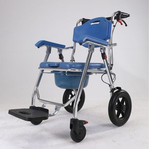 Chaise de toilette pliante en alliage d'aluminium pour personnes âgées et handicapées, usage hospitalier, avec grandes roues et rembourrage en mousse - Product Image 3