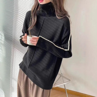 Pull en tricot à col roulé et demi-zip pour femme, tissu doux et chaud, épaules tombantes, décontracté pour tous les jours, automne-hiver, plusieurs couleurs