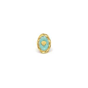 Fashion <b>Ring</b> 316L Stainless Steel PVD <b>Gold</b> Plating Sustainable Resistant Oval Turquoise Shell Design - Product Image 1