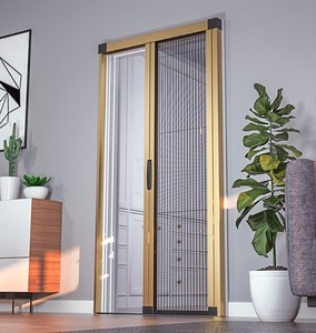 ประตูบานเลื่อน Trackless Plisse <span class=keywords><strong>มุ้ง</strong></span>กันยุงตาข่าย<span class=keywords><strong>จีบ</strong></span>พับตาข่ายประตูหน้าจอพับเก็บได้ - Product Image 5