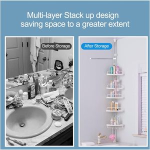 Rustproof tắm Caddy Kệ phòng tắm căng thẳng cực lưu trữ giá với 4 Điều chỉnh giỏ - Product Image 6