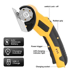 4V Scissors Cordless Shears Type C Rechargeable <b>Powerful</b> Cutting <b>Tool</b> for Fabric Cardboard CS-4A 4v Cordless Shears CS- - Product Image 3