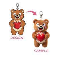 Porte-clés ours en peluche personnalisé, poupée en peluche Saint-Valentin, vente en gros, OEM, logo personnalisé, commande en gros, cadeau romantique
