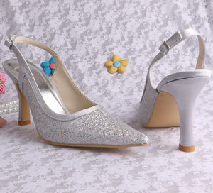 Silver Glitter Scarpe Da Sposa Tacco Alto - Product Image 3