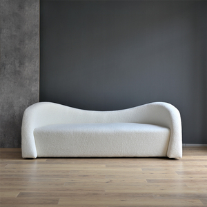 Sofá Curvo de Lana de Cordero para Sala de Estar Minimalista Moderno Oficina Muebles de Interior de Lujo Blancos - Product Image 3