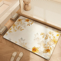 Tapis de sol en polyester et terylène, absorbant l'eau, antidérapant, séchage rapide, motif plantes et fleurs, nouveau style chinois, petit tapis pour